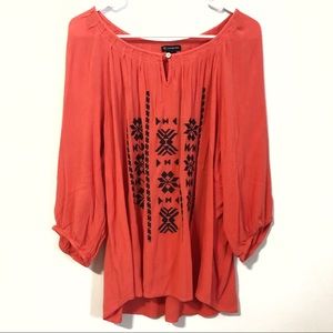 New Direction | Peasant Style Orange Blouse